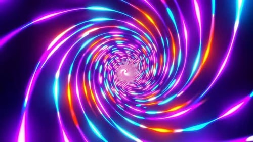 Futuristic Vibrant Neon Vortex Tunnel Animation