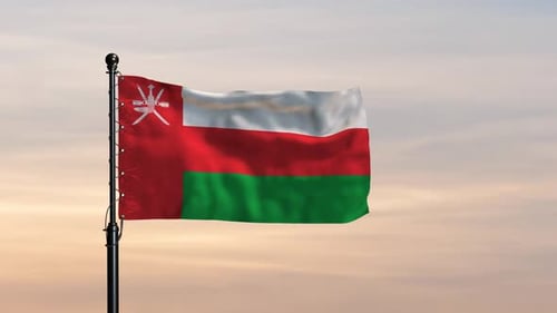 Schöne Oman-Flagge in einer luftigen Himmelsszene