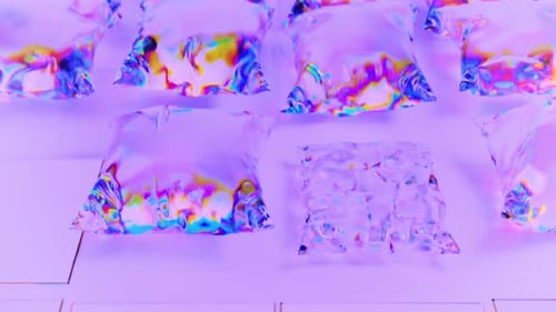 Iridescent Chromatic Soft Objects Morphing Abstract Loop