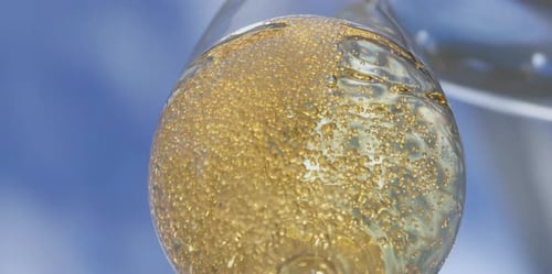 Sparkling wine fizzing glass