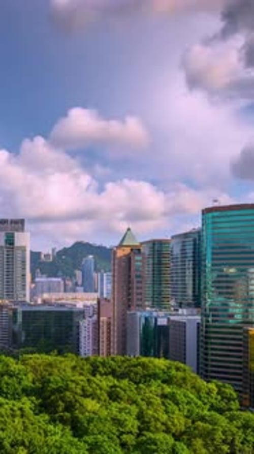 Vertical View Of Hong Kong Cityscape, China