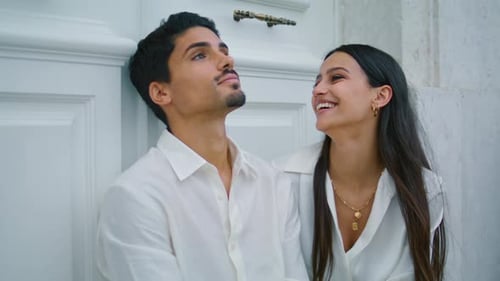 Affectionate Man Kissing Woman at Urban Place Closeup. Intimate Cute Boyfriend Girlfriend