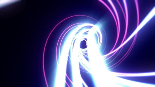 Abstract Neon Light Swirl Tunnel Loop Background