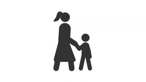 Animated Icon of Mother and Child Holding Hands
