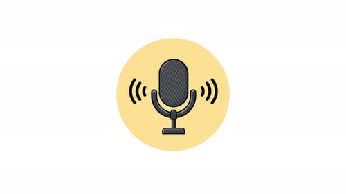 Animated Microphone Icon with Sound Waves for Podcasts and Broadcasts