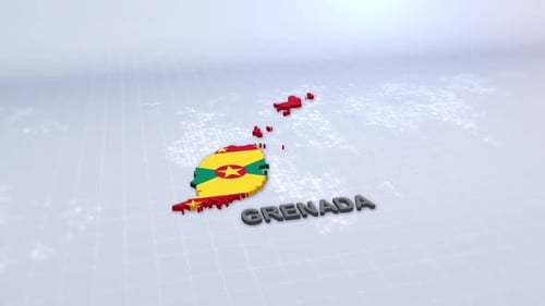 Carte de la Grenade avec drapeau