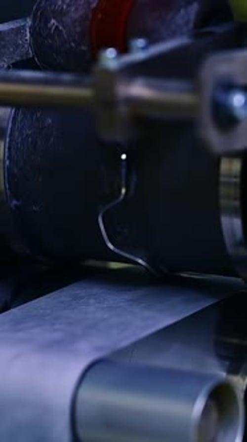 Technological equipment for producing diapers at the factory.