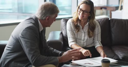 Portfolio, leader and business people collaboration, conversation and chat about financial