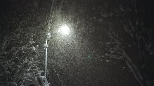 Lamppost with snowy weather