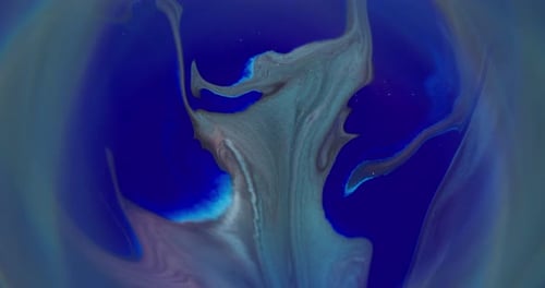 Abstract blue and gray liquid with ink swirling