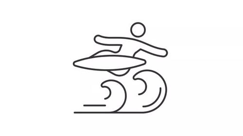 Minimalist Surfer Line Icon Animation