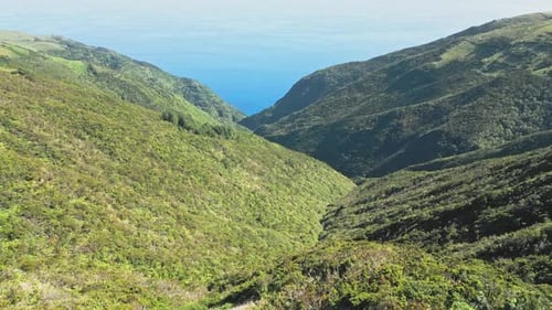 Remote Island Nature, Green Valleys, Serro Do Topos, Azores, Aerial View