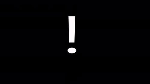 Animation, point d'exclamation blanc, vidéo 4k sur fond transparent
