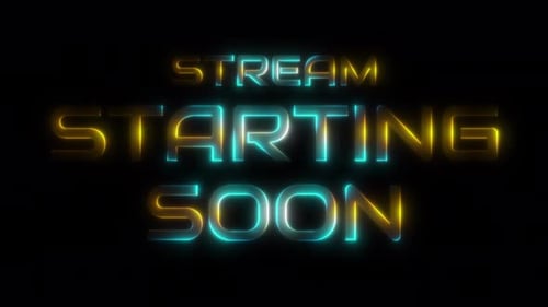 Stream starting soon neon text animation suitable for video live streaming. Looped Glowing Light 4K.