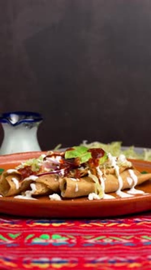 Crispy Fried Tacos on a Festive Cloth
