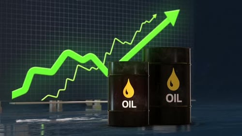 Oil Price Growth Chart with Rising Green Arrow – Energy Market Concept