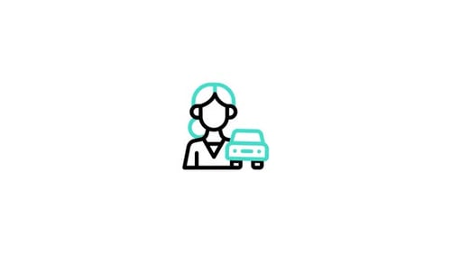 Minimalist Line Art Animation of Person and Car Icon