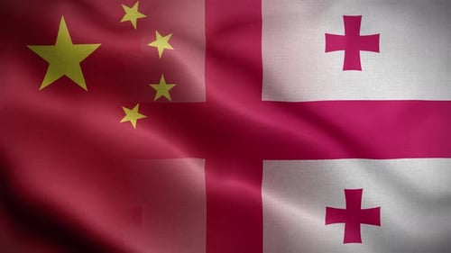 Waving Flags of China and Georgia Seamless Loop