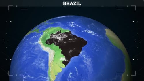 Animated Earth Map Zooming In on Brazil