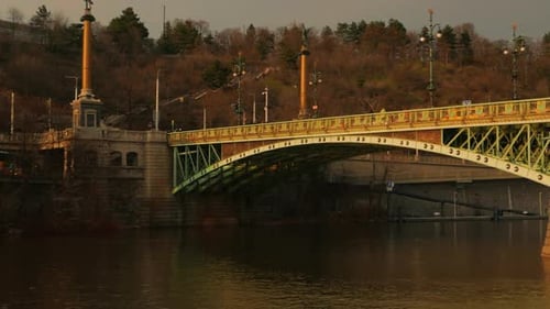Panoramic View of the Cechuv Bridge in Prague, Czech Republic (Czechia)