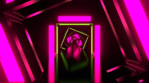 Pink And Light Green Neon Arch Corridor Background Vj Loop In 4K