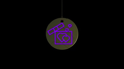 Neon Gift Box Icon Reveal in Golden Ornament