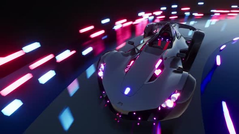 Screen of Car Racing Game with Sportscar Driving Fast Through ...