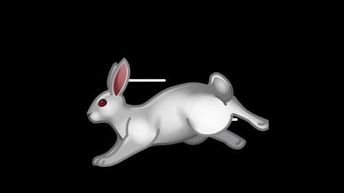 Animated White Rabbit Hopping and Standing