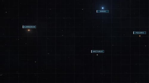 Star Map Showing Stars Passing with Animated Grid Overlay and Star Names