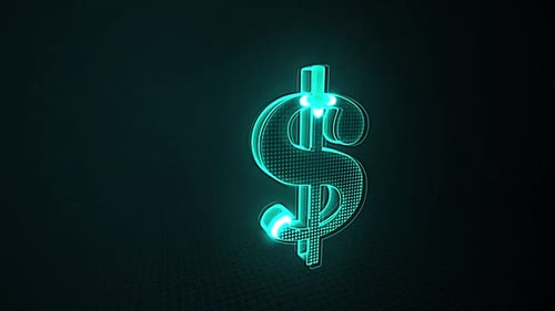 Neon Glowing Dollar Sign Reveal Logo Animation