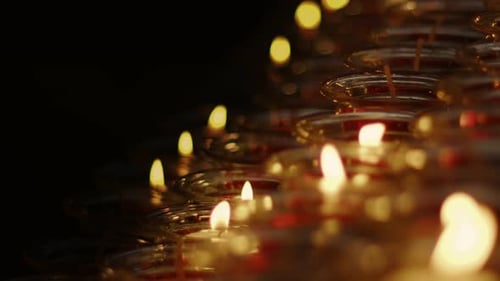Red Wish And Pray Candles In A Catholic Church 08