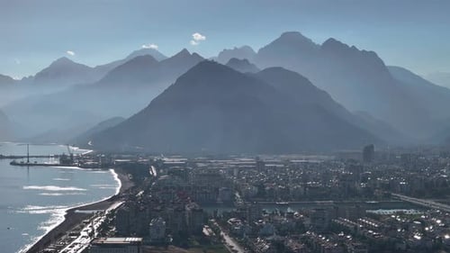 Antalya Coastline with Mountains and the Mediterranean Sea