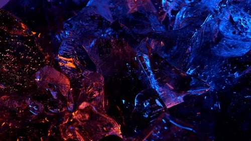 Abstract Ice Chunks Illuminated by Contrasting Lights