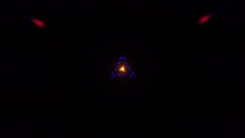 Transformador de túnel Scifi Infinite en forma de triángulo con luces de neón azules