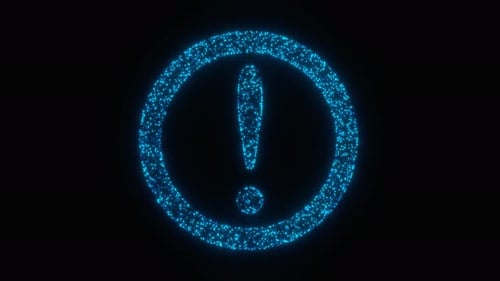 Blue Neon Digital Exclamation Point Hologram Loop Animation Background