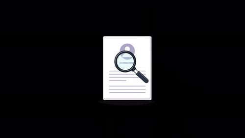Animated Document Search and Review Flat Design Icon