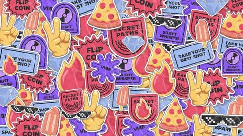 Dynamic Retro Sticker Bomb Pop Art Motion Background