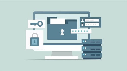 Flat Design Digital Data Security Concept Animation