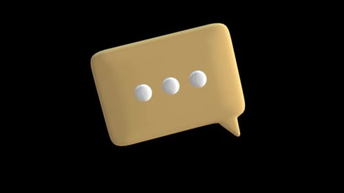 Rotating 3D Chat Bubble with Typing Ellipsis Icon Animation