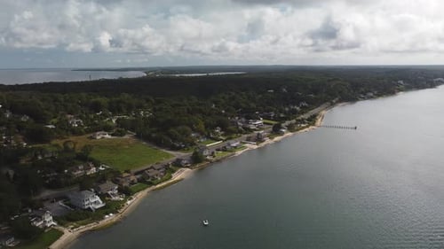 Residential area around Shinnecock Bay Long Island New York