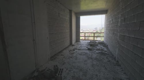 Construction of large building. Inside modern construction site.