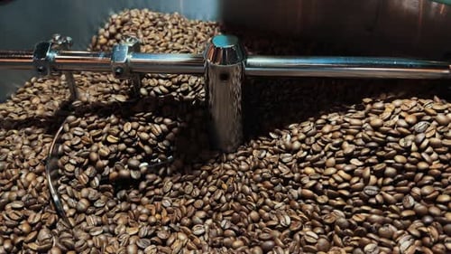 Coffee Beans being Roasted in a Machine