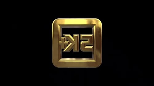 Golden 5K Plus Symbol in Rotating Square Frame