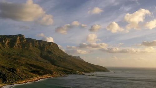 4k video footage of a mountain meeting with the ocean along a coastline