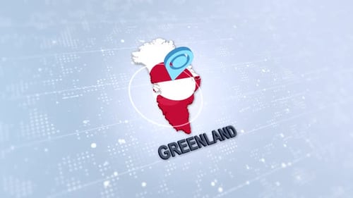 3D Animated Greenland Map with Flag and Location Marker