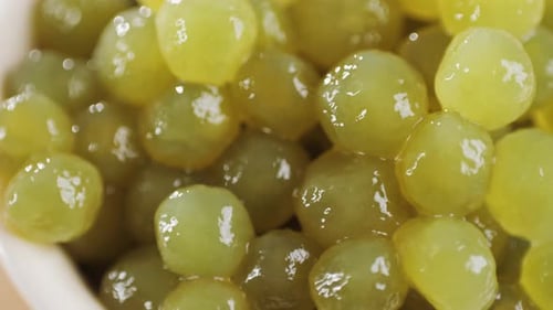 Organic Tapioca Pearls Closeup in a Bowl on a Wooden Table Asian Dessert Dish Chinese Traditional