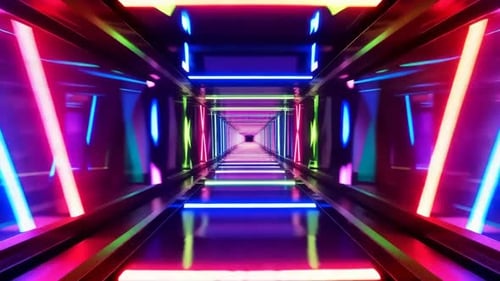 Abstract Neon Light Tunnel Background Loop