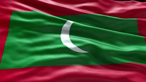 Realistic Maldives National Flag Waving Loop Animation