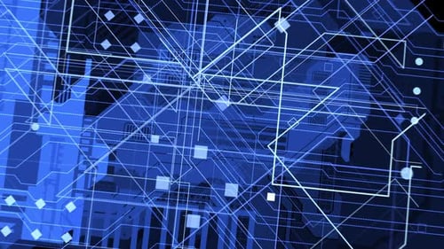 advanced computing technology. animation in the space of a digital process in blue tones