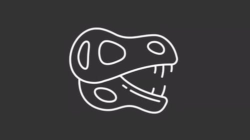 Animated dinosaur skull white icon